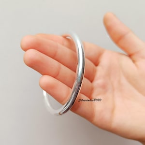 Handmade Thick Sterling Silver Bangle: Chunky Stackable Band