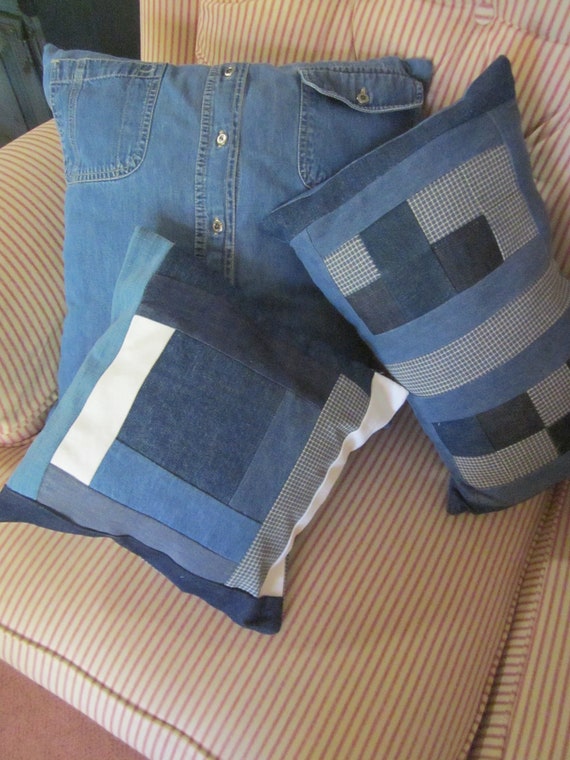 Large top denim pillows