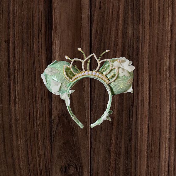 Floral Frosch Prinzessin Micky Ohren, Tiana Tiara, Strassperlen