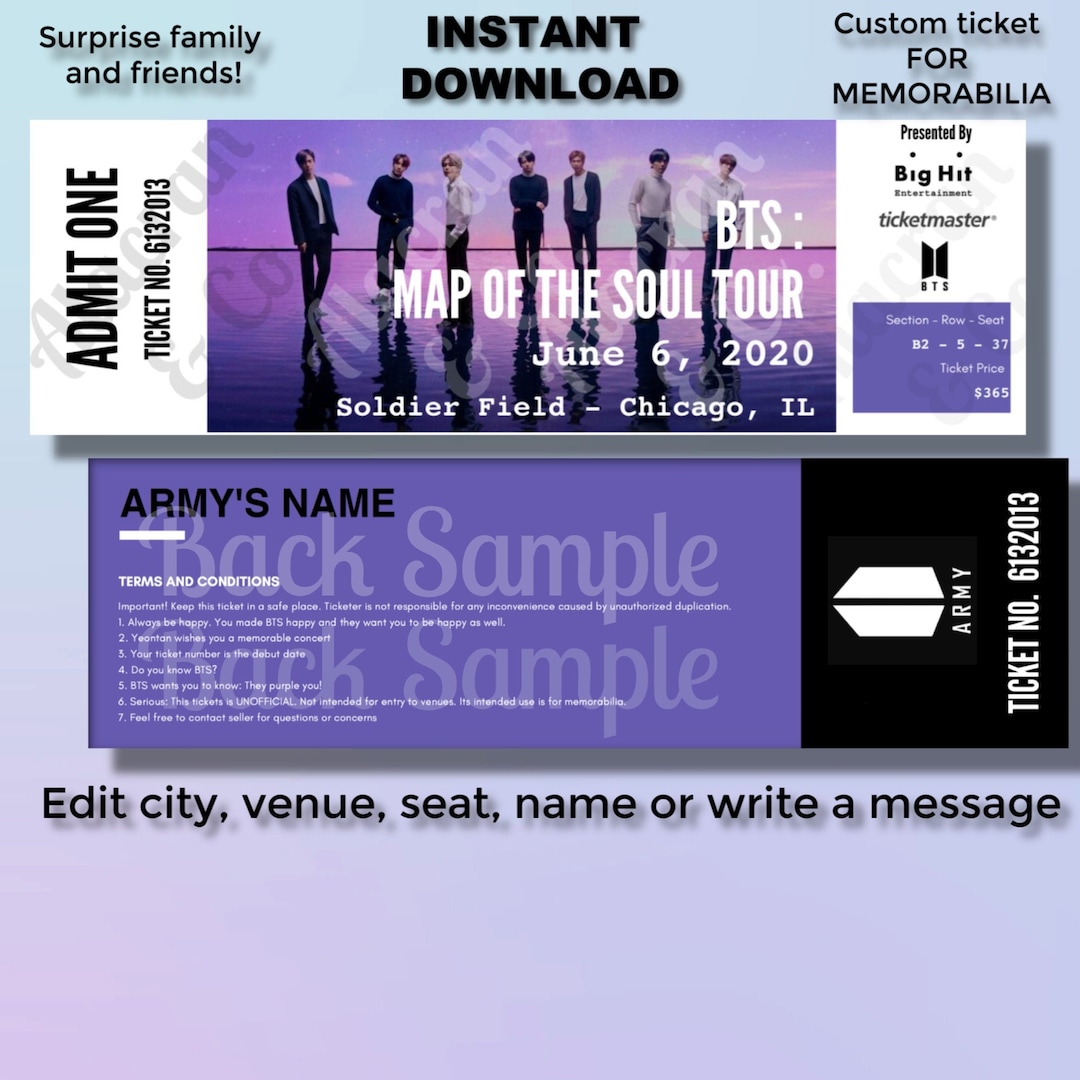 Map of the Soul Digital INSTANT Download - Personalized Ticket