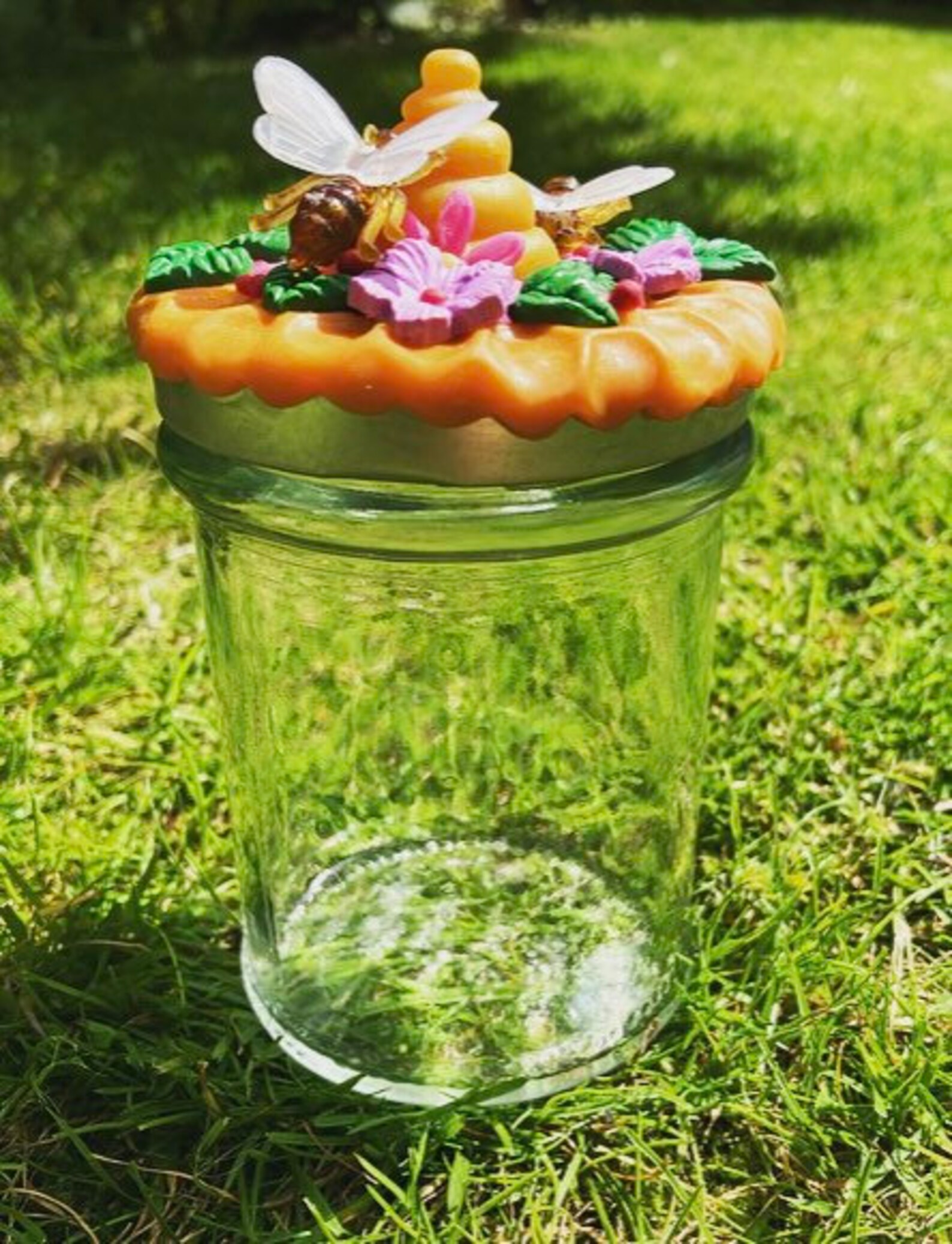 Honey bee and bee hive jar Etsy