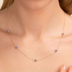 14k Amethyst Necklace, Dainty Gemstone and Solid Gold Necklace, Layering Gold Bezel Necklace, February Birthstone, Gemstone Necklace, Gwen