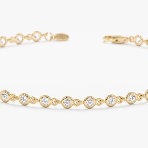 Diamond Tennis Bracelet, Diamond by the Yard Bracelet, 14k Solid Gold Diamond Bracelet, Natural Diamonds, Dainty Diamond Bracelet, Petra