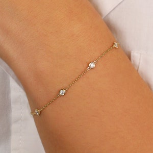 Handmade Diamond Bracelet, Diamond Bezel Bracelet, 14k Solid Gold Diamond Bracelet, Dainty Diamond Tennis Bracelet, Natural Diamond, Tanya