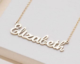 14k Gold Name Necklace, Personalized Gold Necklace, Cursive, Script Font, Custom Name Necklace, Gift For Mom, Dainty Bridesmaid Gift, Chloe