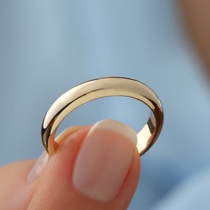 Handmade 14k Solid Gold Wedding Band: 2mm Dome Ring, Sofia