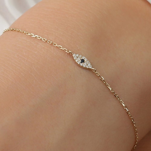 Diamond and Sapphire Evil Eye Bracelet Etsy