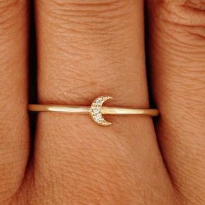 Diamond crescent moon store ring