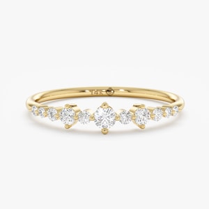 14k Elegant Diamond Wedding Band, Bridal Jewelry, Prong Set Diamond Ring, Handmade Ring, Engagement stacking, Anniversary Gift Idea, Maia