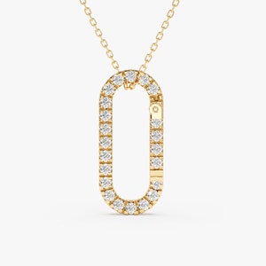 Diamond Charm Enhancer, Diamond Lock, Diamond Clasp, Diamond Charm Holder, Diamond Paperclip Charm, 14k Solid Yellow Gold Necklace Charm,Mai