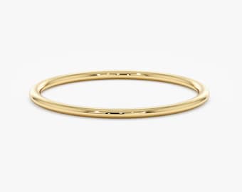 Banda de boda delgada de oro sólido, anillo de oro simple, 1 mm, minimalista, anillo de boda delicado, oro de 14 k, anillo delgado, anillo de apilamiento, anillo meñique, Julia