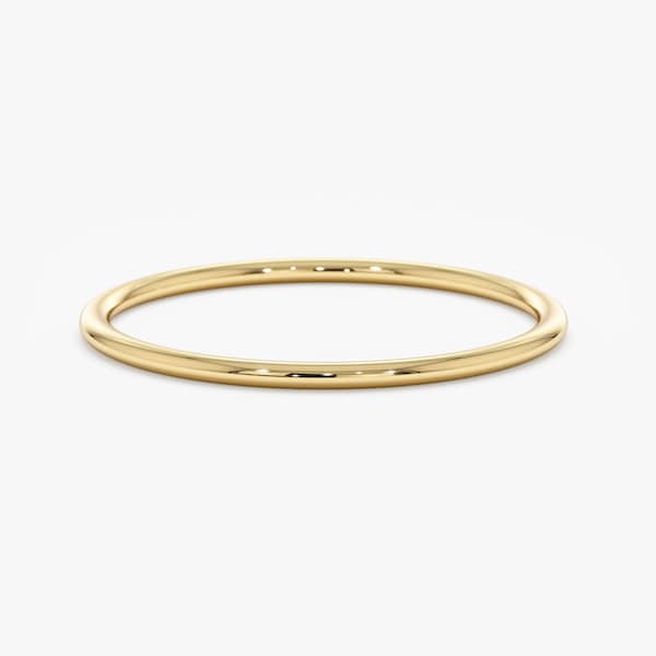 Dünner Ehering aus massivem Gold, schlichter Goldring, 1 mm, minimalistisch, zierlicher Ehering, 14k Gold, dünner Ring, Stapelring, Pinky-Ring, Julia