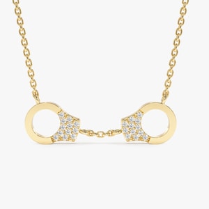 14k Handcuff Necklace, Diamond Dainty Necklace, 14k Gold Layering Necklace, Rose, White, Yellow Gold, Delicate Gold Chain Choker, Charlotte