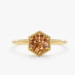 Citrine Ring, Engagement Ring, 14k 18k Solid Gold, Natural Gemstone, Stackable Gold Ring, November Birthstone, Solitaire Ring, Anaya