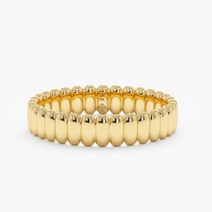 Solid Gold Wedding Band, Unique Fluted Design, 14k Or 18k, Timeless Dainty Classic Band, Textured Ring, Classy Plain Gold Band, Celia