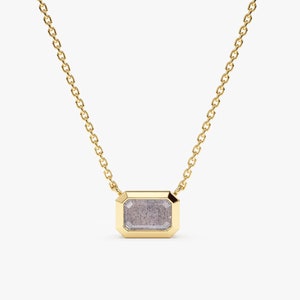 14k Gold Labradorite Necklace, Octagon Shape Labradorite Stone, Solid Gold Natural Labradorite Necklace, Emerald Cut Natural Gemstone, Luisa