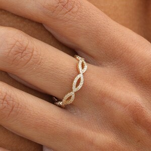 14k Solid Gold Diamond Eternity Ring, Dainty Gold Ring, Wedding Ring ...