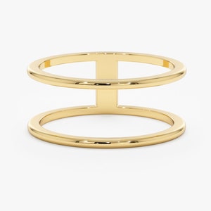 14k Solid Gold Ring, Double Plain Band, 14k Gold White, Yellow, Rose Gold, Minimalist Ring, Dainty Gold Ring, Thin Gold Band, Makenna
