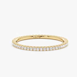 Thin Diamond Eternity Band, 14k Solid Gold, Dainty Diamond Ring, Minimalist Gold Ring, Diamond Wedding Ring, 14k Rose, White, Yellow, Kiki