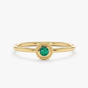 14k Solid Gold Emerald Ring, Engagement Ring, Solitaire Ring, May Birthstone, Birthstone Ring, Emerald Ring for Women, Promise Ring. Winnie