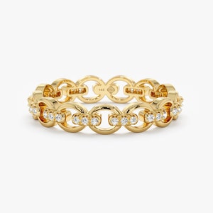 14K Diamond Eternity Ring, Diamond Wedding Ring, Solid Gold and Natural Diamond, Eternity Ring, Statement Ring, Stacking Diamond Ring, Eva