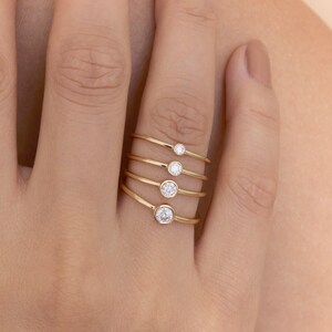 14k Diamond Engagement Ring, Solitaire Diamond Bezel Ring, Diamond Ring, 14k Yellow, Rose, White, Natural Diamonds, Stackable Ring, Susie