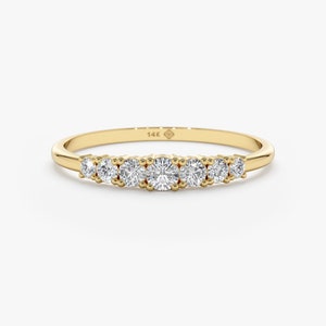 14k Gold Diamond Stackable Engagement Ring, Natural Graduating Diamonds, Dainty Diamond Ring, Promise Ring for Her, Gift for Bride, Aurora