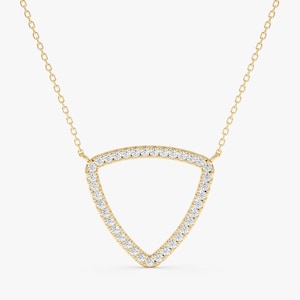 Diamond Triangle Necklace, Minimalist Geometric Necklace, Gold Triangle Pendant, 10K 14K 18K Solid Gold, Dainty Diamond Necklace, Tara