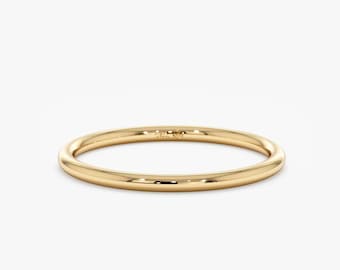 14k Gold Simple Wedding Band Ring, Thin Gold Ring, Simple Plain Gold Ring, Minimalist Wedding Ring, 1.2mm, Stacking Plain Gold Ring, Julia
