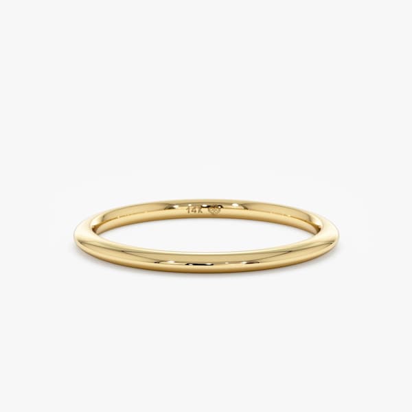 Solid Gold Thin Dome Wedding Rand, Solid Gold Simple Spacer Ring, 14k or 18k, 1.5mm Thin Ring, Handmade Genuine Gold, NOT HOLLOW! Sofia
