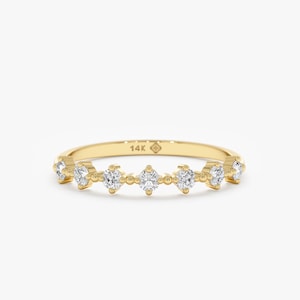 Genuine Round Diamond Ring, Solid Gold, Diamond Engagement Ring, Prong Set, 14K Rose, White, Yellow, Beautiful Dainty Design, Valeria