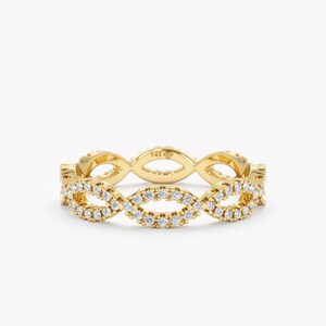 14k Solid Gold Diamond Eternity Ring, Dainty Gold Ring, Wedding Ring ...