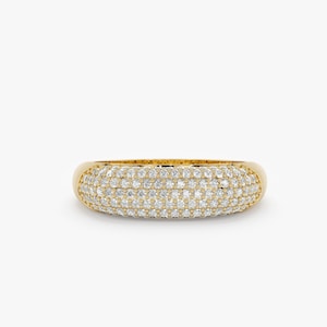 Pave Salt And Pepper Diamond Ring, Hand Brushed Solid  Gold Cigar Band, 14k or 18k, Yellow, Rose, White Satin Matte Stacking Ring, Dallas
