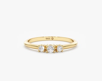 Minimalist Diamond Engagement Ring, 14k Handmade Jewelry, Bridal Ring, Natural Diamonds, 18k Solid Gold Promise Ring, Gift for Her, Vida