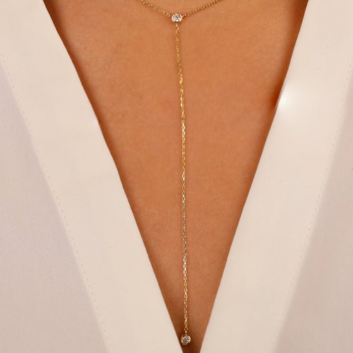 Sieraden Kettingen Lassokettingen Gold Lariat Delicate Y Necklace Silver Dainty Lariat Necklace Simple Layering Necklace Dainty Gold Chain Rose Gold Necklace 