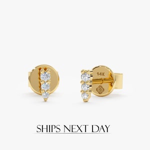 14k Mini Diamond Spike Earrings, Daggering Diamond Studs, Solid Gold, Small Dainty Stud Earrings, Solid Gold Studs, Tiny Gold Studs, Azula