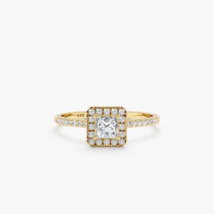 Princess-Cut Diamond Engagement Ring, 14k or 18k Solid Gold Proposal Ring, Classic Engagement Ring, Bridal Jewelry, Anniversary Ring, Deliz