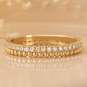 diamond and plain gold beads eternity band