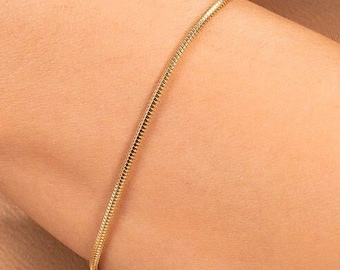 14k Gold Chain Bracelet, Solid Gold and Trendy, High Polished, Textured Pattern, Sparkle Yellow Gold, Stunning Bracelet for Stacking, Noa