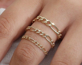 Massiver Gold Figaro Kettenring, 14k Gold Kettenring, Figaro Ring, Zierlicher stapelbarer Ring, Minimalistischer Ring, Geschenk für sie, Suzanne