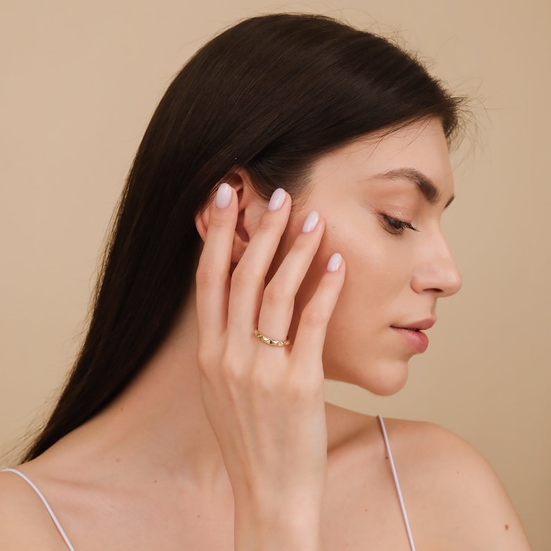 trendy wedding band in solid gold