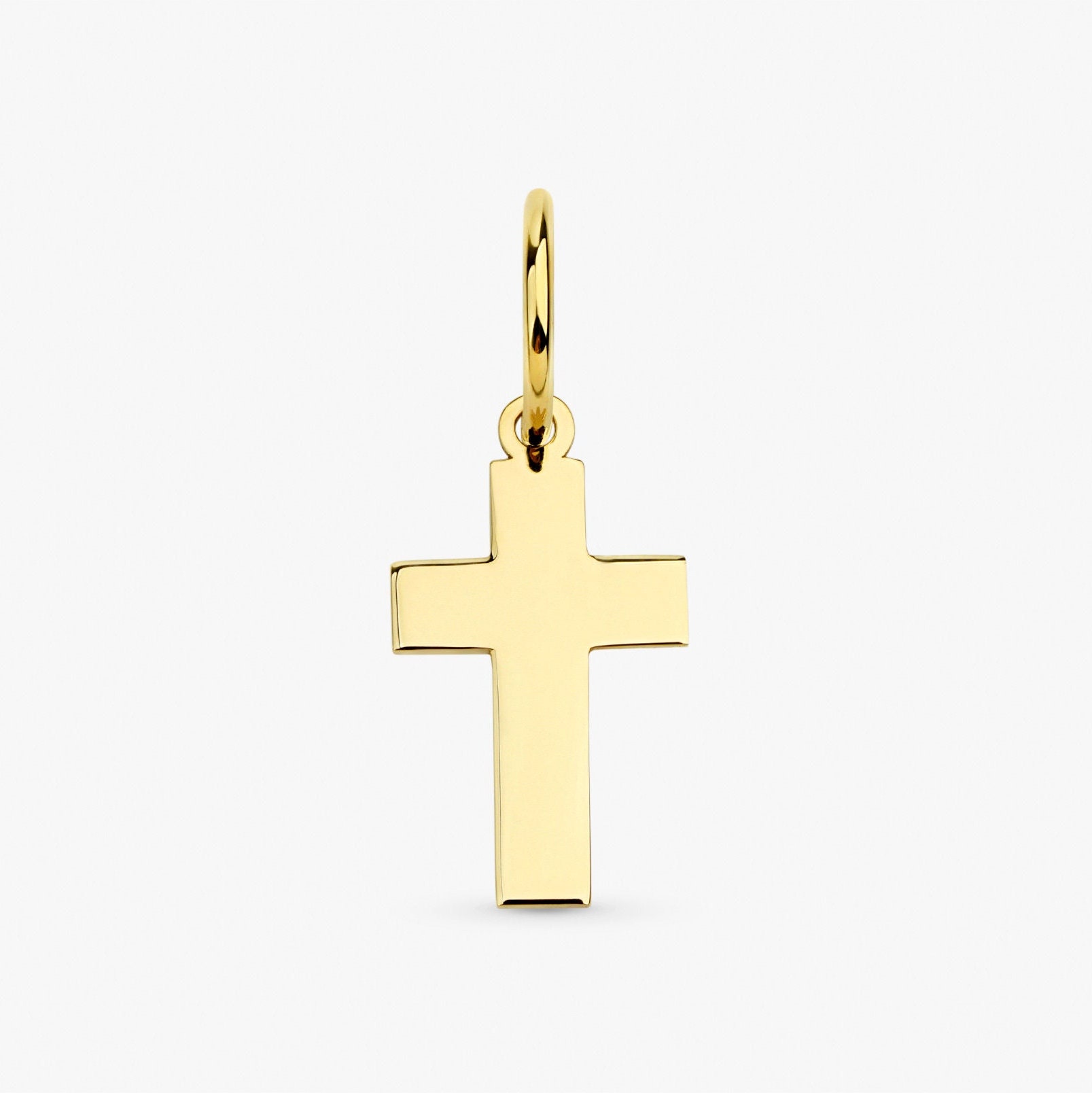 14k Solid Gold Two-Toned Small Cross Charm | Elegant Dainty Gold Cross Pendant For Necklace Or Bracelet - View #9