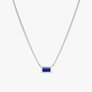 white gold 14k blue sapphire pendant necklace