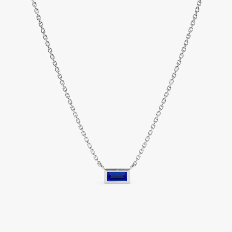 white gold 14k blue sapphire pendant necklace