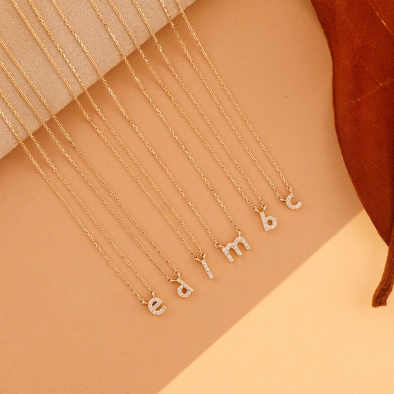 14k Yellow Gold Solid Lowercase Initial Charm Pendant - Various Letters 14k Yellow Gold Solid Lowercase Initial Charm Pendant - Various Letters