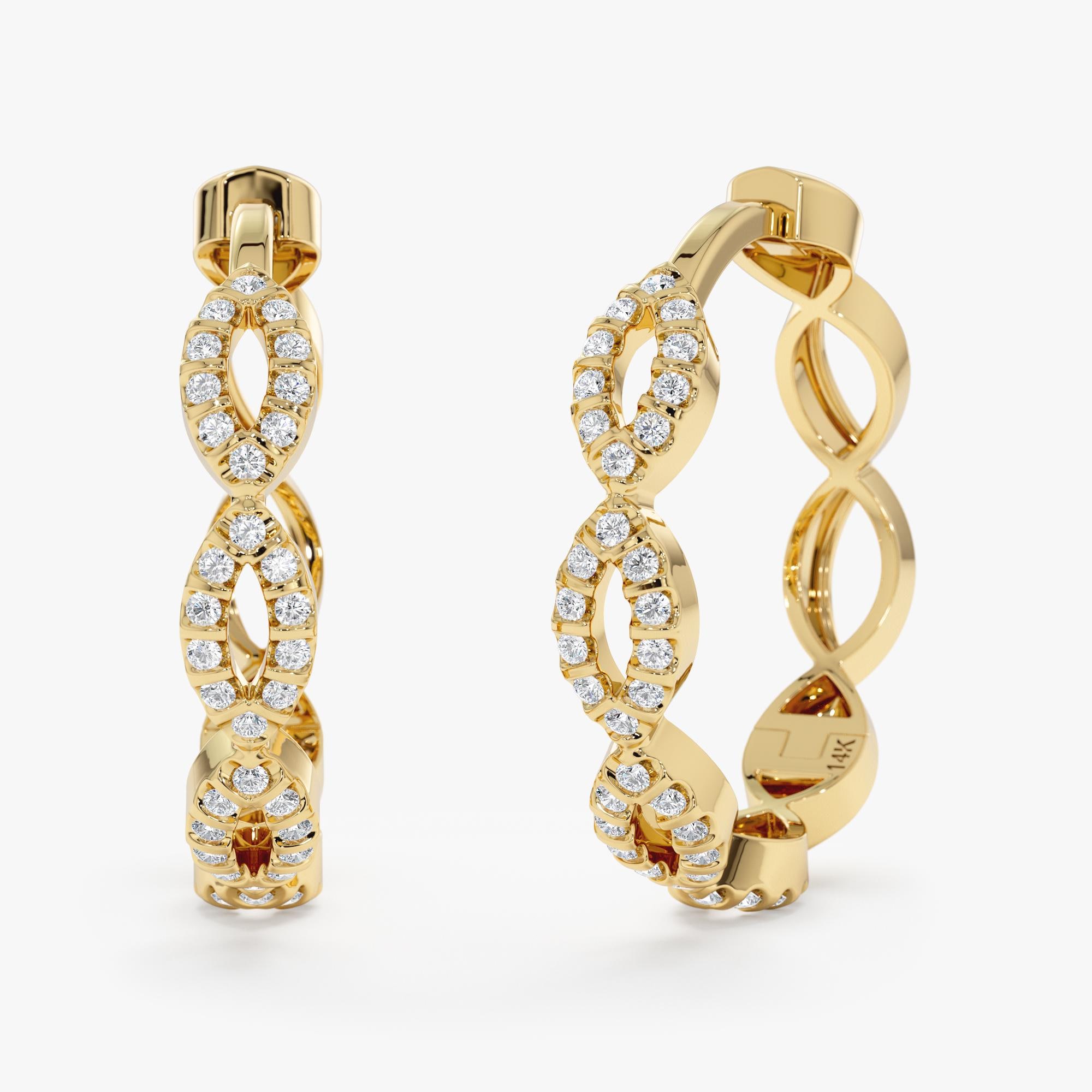Orecchini pendenti in oro laminato e diamanti Herkimer