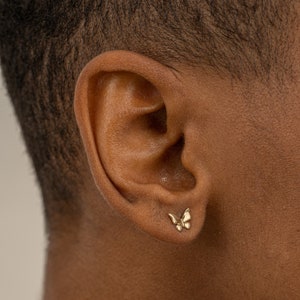 petite plain gold butterfly studs