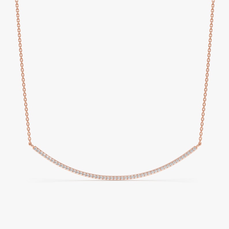 Rose Gold Diamond Bar Necklace