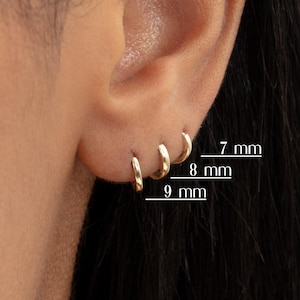 Mini Gold Plain Huggies, Solid Gold Cartilage Huggies, Small Plain Gold Huggie Earrings, Perfect Holiday Gift, Sold in Pairs, Brianna