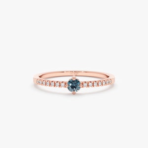 Rose Gold Diamond and Blue Topaz Ring